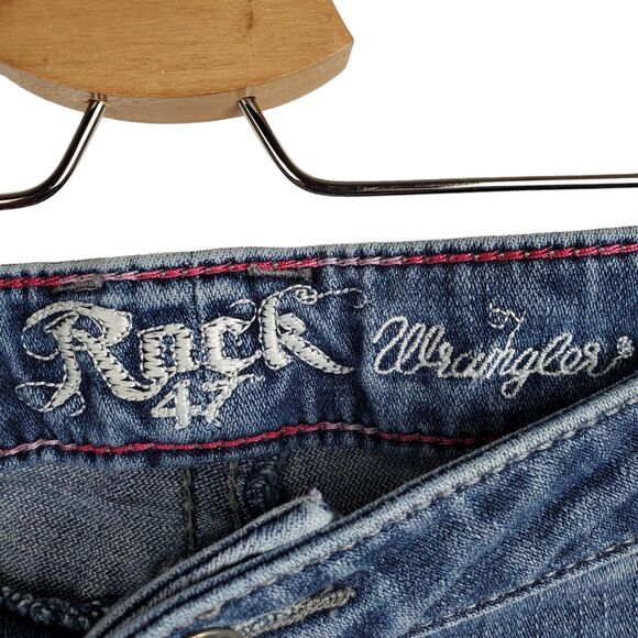 Wrangler Rock 47 WJX22BG Women's Low Rise Blue Jeans 32 x 26 - Picture 3 of 5